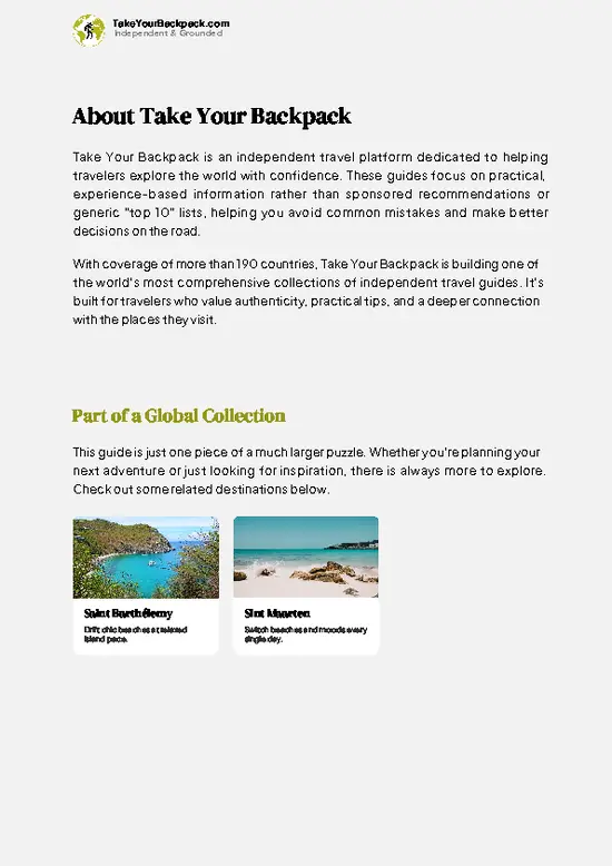 example page 1 from our offline Travel Guide for Saint Martin